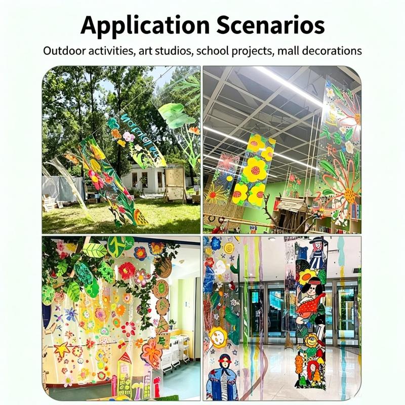 Transparente Selbstklebende Mal- und Graffiti-Folienrolle für Kinder, 2MIL/4MIL Sticker-Kunstpapier Klassenzimmer Heimwanddekor