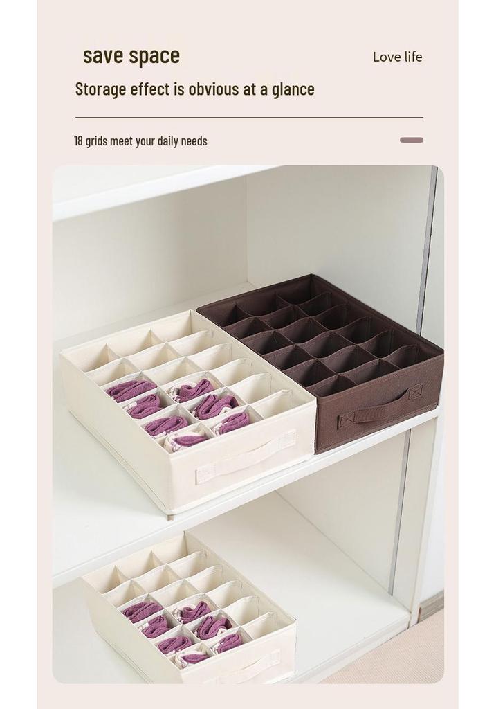 [Recommended] 18-Grid Waterproof Oxford Cloth Underwear Storage Box Drawer Divider
