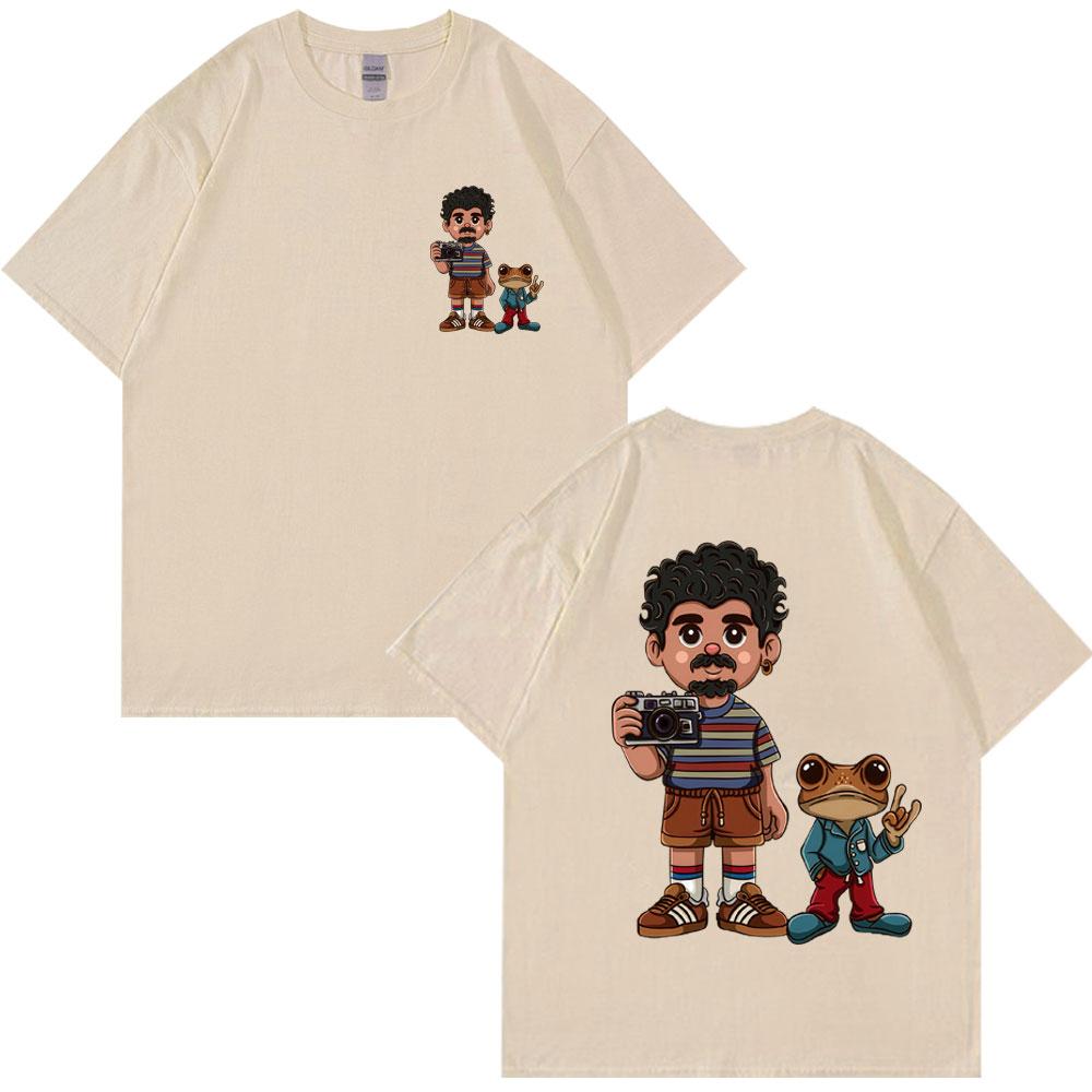 Rapper Bad Bunny Debi Tirar Mas Fotos DTMF Gewaschene T-Shirts Cartoon Frosch Klassisches Hip Hop T-Shirt Unisex Damen Baumwolle Übergröße T-Shirts