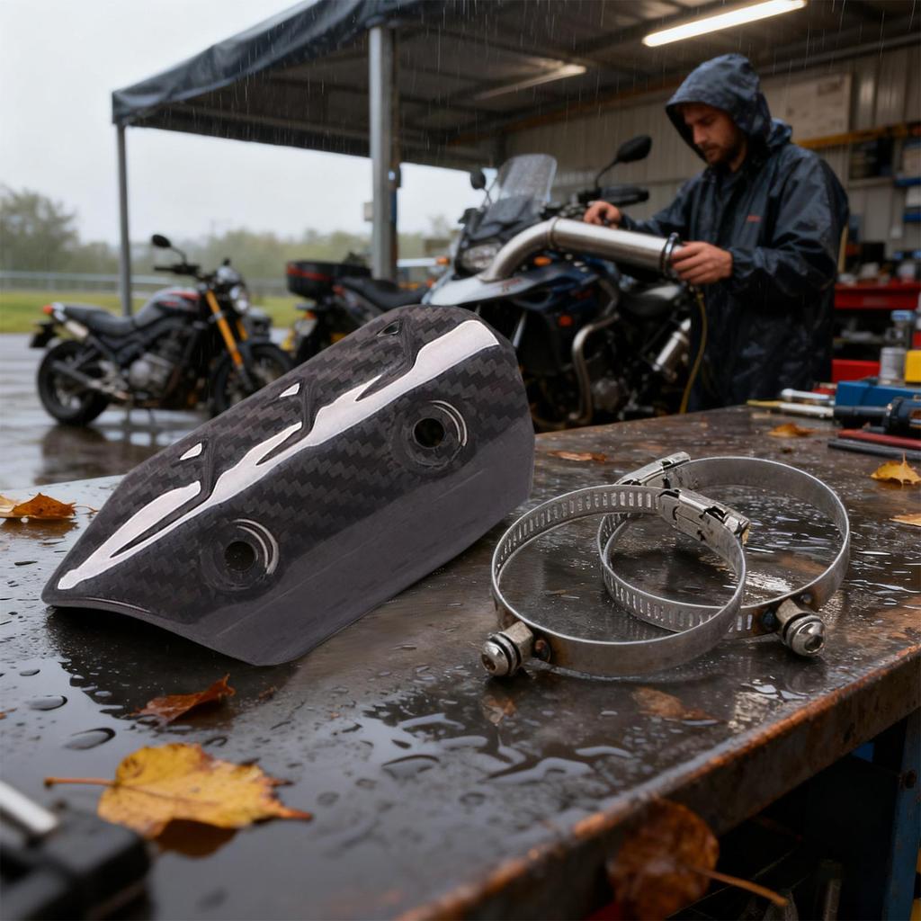 Motorcycle Exhaust Heat Shield Touchable Anti Hot Protector Pipe Heat Protector for Riding Outdoor Protection Commute Safety