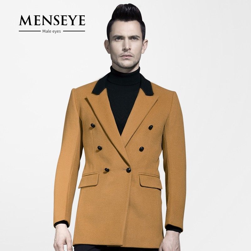 Menseye Winter Yellow Mid-Length Outwear Suit