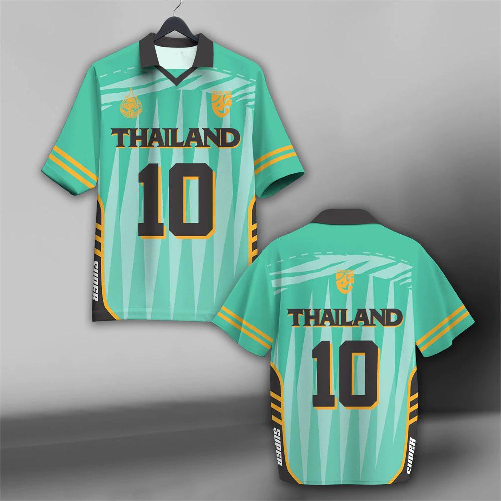 

ТАИЛАНД Футбол Футбол Поло Винтажная Футболка Национальный Флаг Логотип Слона Значок Унисекс Мужчины Женщины ДЖЕРСИ БОЛЕЙ ПРИНТ Быстросохнущая С Коротким Рукавом Униформа S