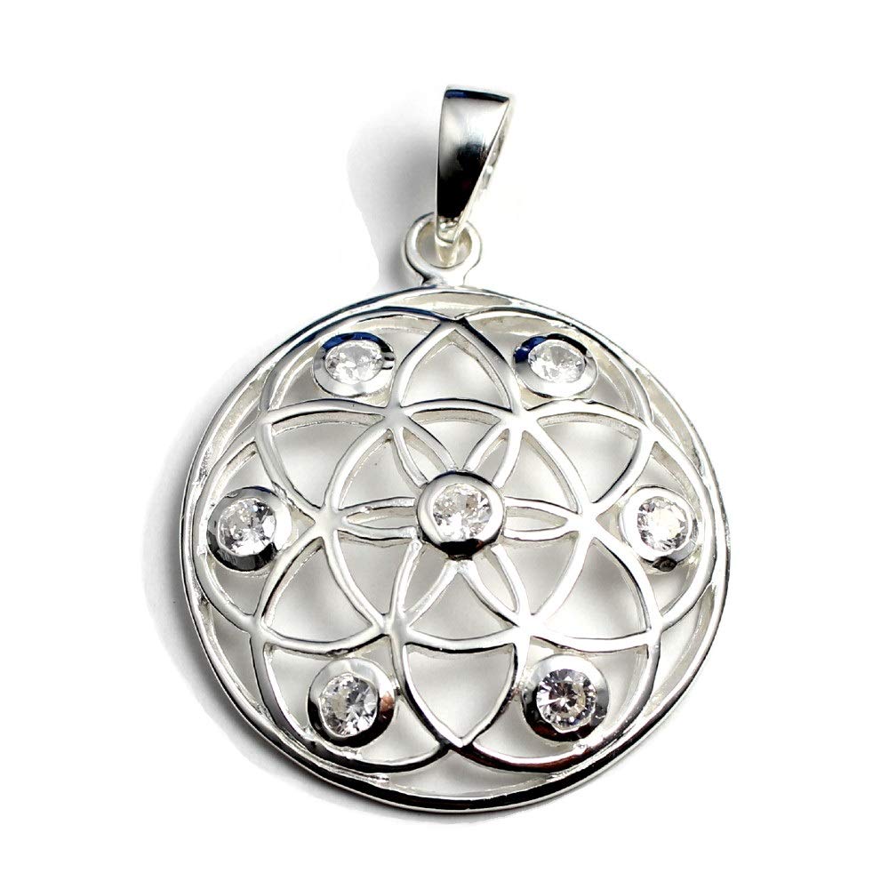 Seed of Life Divine Geometry Seed of Life Zirconia Pendant Pendant Top Sterling Silver 925