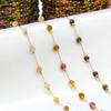 Cadenas de Acero Inoxidable Doradas con Piedras Naturales Turquesa Amatista Cuarzo Piedras Preciosas Cuentas de 4 mm para Fabricación de Collares DIY Componentes