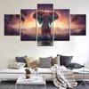 5 Pieces Wall Arts Canvas Painting Animal Poster Elephant Dream Mysterious Surreal Fantasy Home Decor Picture Print Living Room