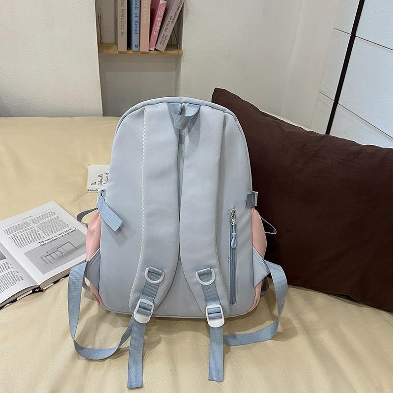 New Schoolbag Female High-value Contrasting Color College Style Junior High School Student Backpack Ballet Style Pleated Lace Pain Bag