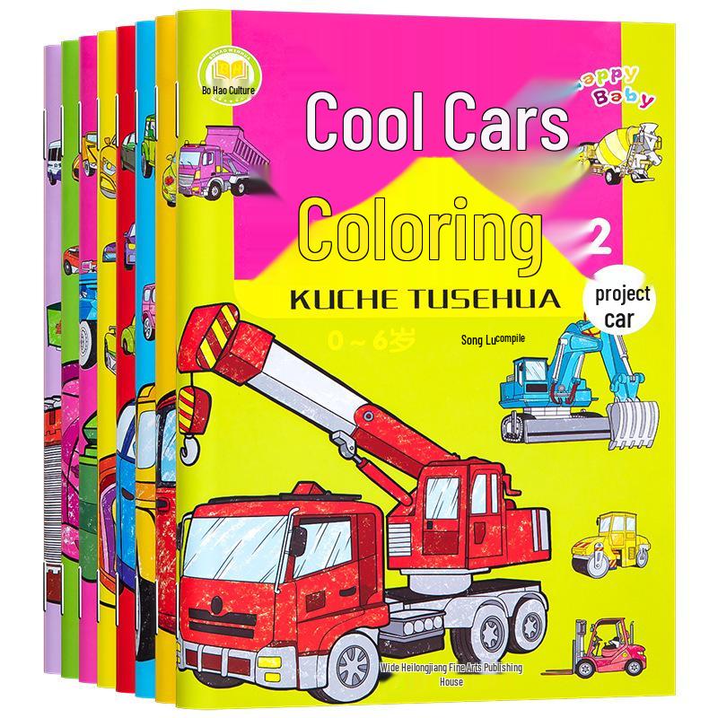 Dinosaur & Car Coloring Book for Kids Ages 3-6