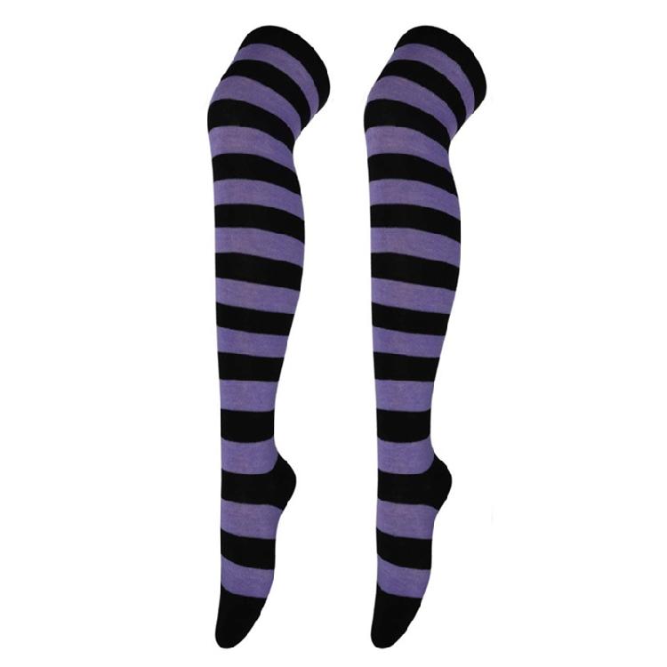 Damen Gestreifte Overknee Oberschenkelhohe Lange Socken für Weihnachts-Feierparty