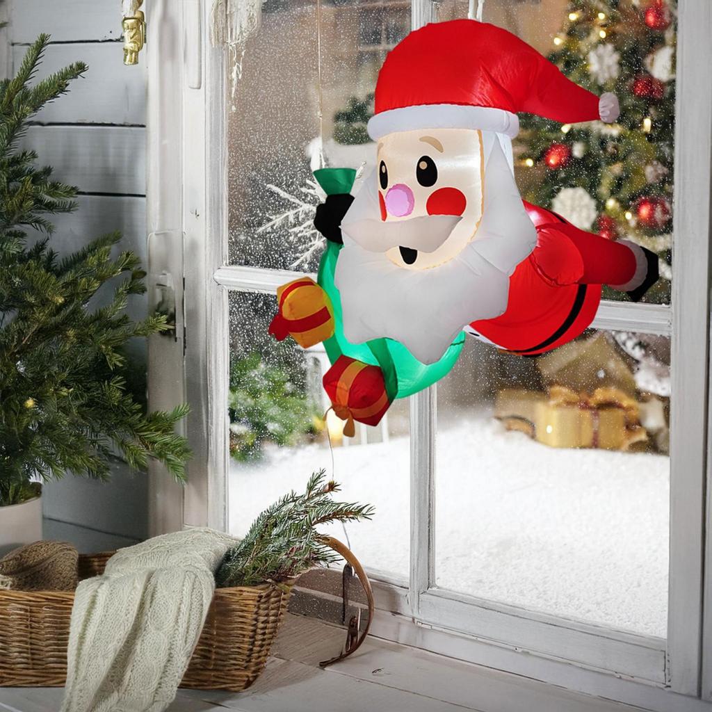 Polyester Inflatable Christmas Santa with LED Lights Large Weatherproof Decor for Outdoor Festive Party