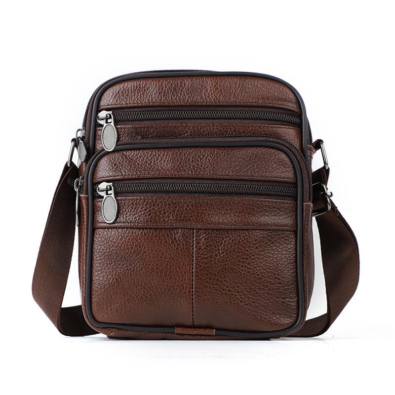 2024 Genuine Leather Men's Crossbody Bag, Simple Single Shoulder Design, Top Layer Cowhide.