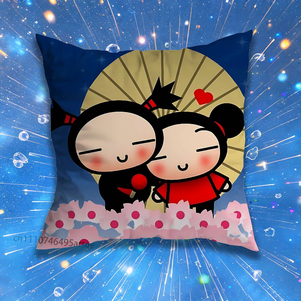 Cute Cartoon Pucca Garu Pillow Case Living Room Sofa Cushion Cover Suitable For Home Bedroom Room Decoration