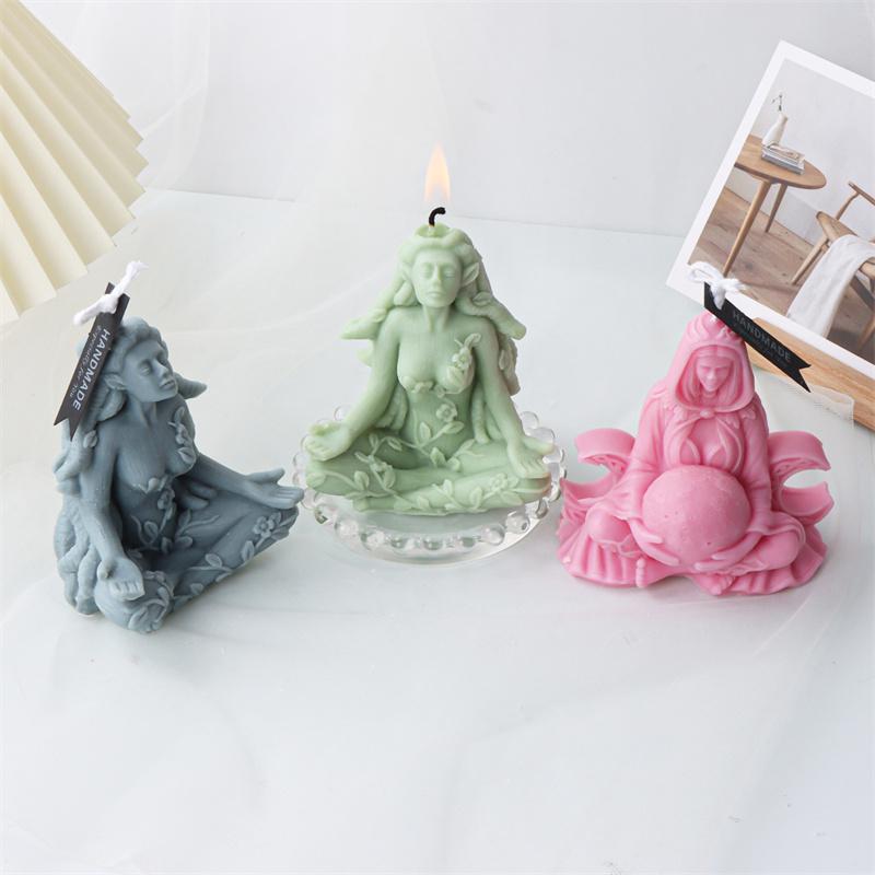 3D Mother Moon Silicone Mold Candle Meditation Yoga Resin Epoxy Soap Cement Mold DIY Greek Goddess of Life Gaia Spiritual Mould
