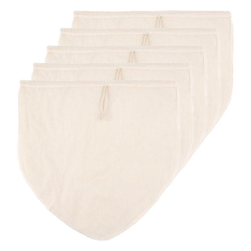 

AEE2-5 Pcs 12X12 Inch Nut Milk Bag, Cotton Cheese Cloth Bag For Straining, Reusable Strainer Bag For Oat Milk, Cheese Making