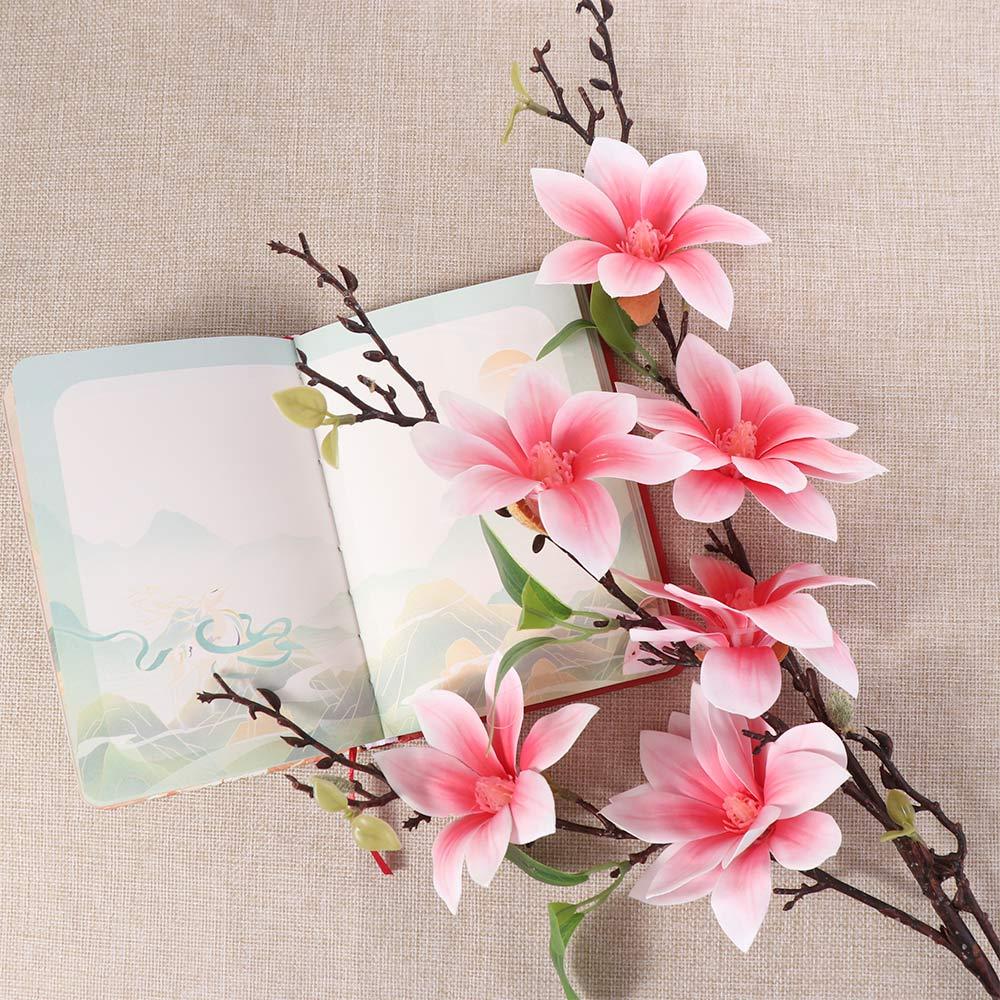 Real Touch Artificial Magnolia Branches Floral Art Fake Flower Living Room Desktop