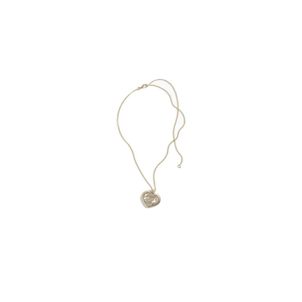 Chanel Double C Heart Design Metal Necklace Women Necklace Gold ABC964-B16069-NW150