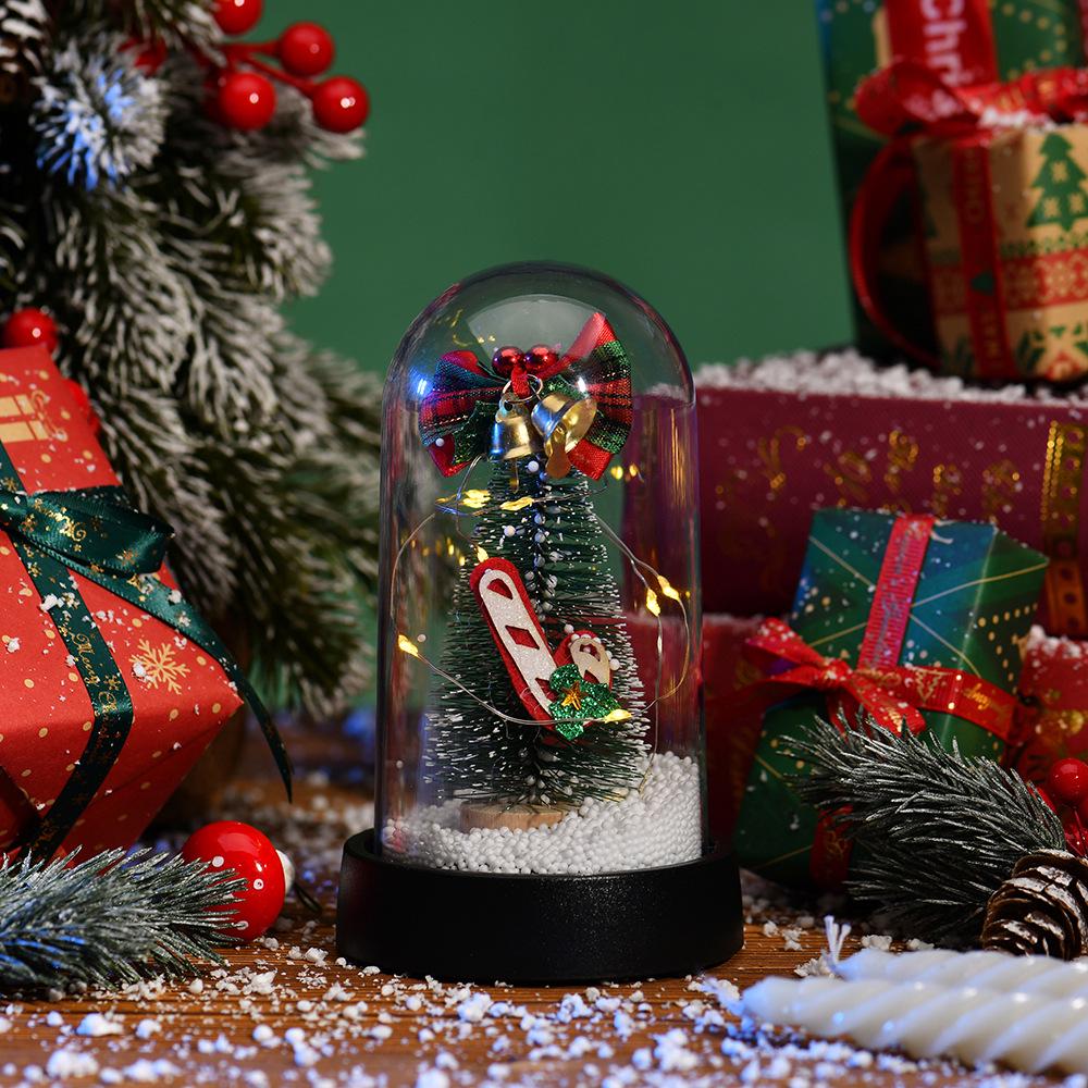 LED Glowing Christmas Snow Scene Ornament - Creative Plastic Tree Cover Decoration