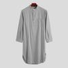 Men's Pajama Shirt Long Sleeve Solid Color Versatile Nightgown Daily Wear Button Design Shirt Male Supply