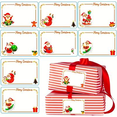120pcs Festive Christmas Gift Tags - Reusable Paper Labels with Santa, Snowman & Tree Designs, Christmas Decorations