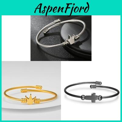 Titanium Steel Adjustable Cross Bracelet With Geometric Design For Men And Women