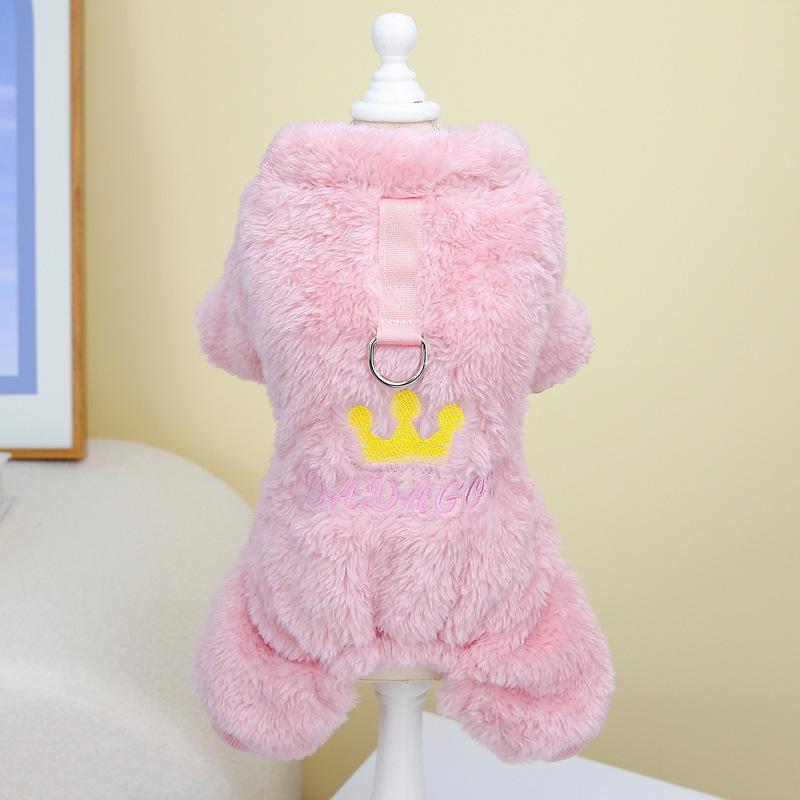 

Одежда для питомцев Би Сюн Тедди маленькая собака одежда для собак можно отследить осень и зима утолщенная теплая четырехлапая флисовая куртка XXL розовый