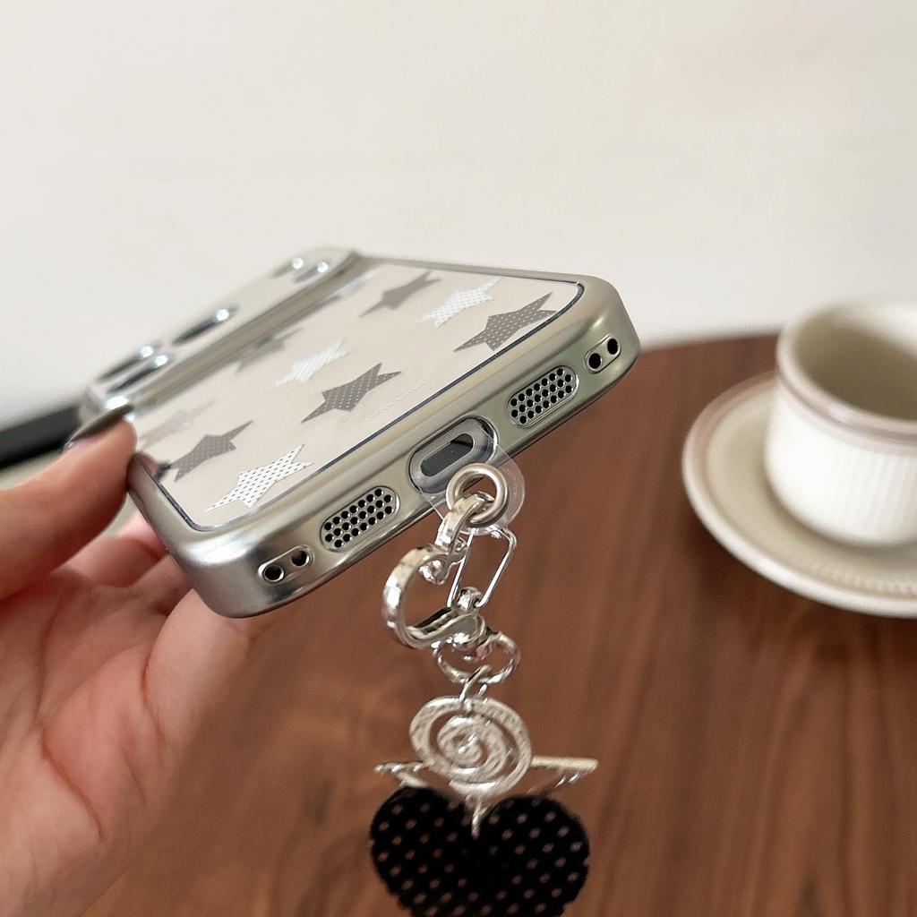 Sweet Cool Star Mirror Case for iPhone 17 Pro Max with 16/15 Pendant