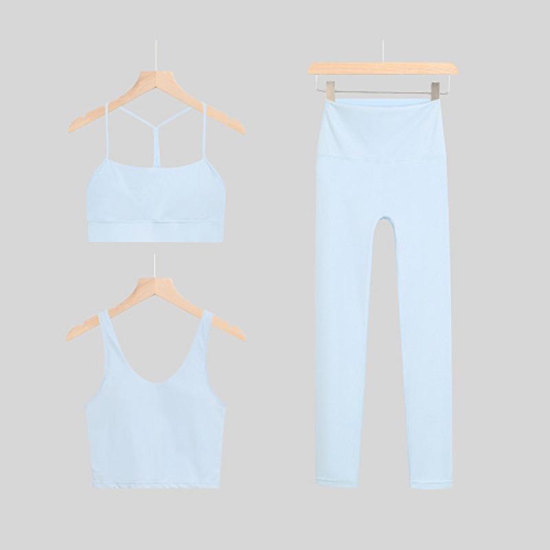 LULU Original Three-Piece Yoga Set: Beautiful Back Y/U-Shaped Vest & Quick-Dry, Breathable Nine-Point Pants for Women
