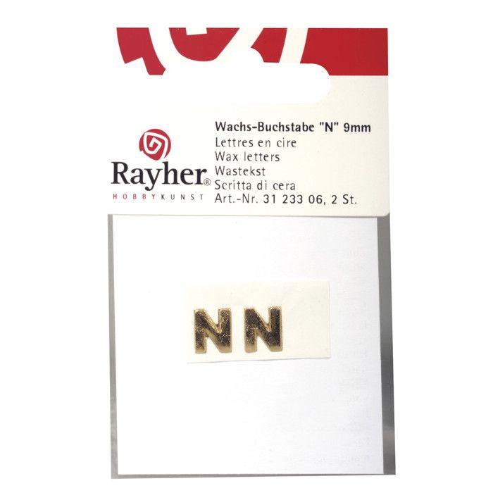 Wax Letters -N-, Gold, 9mm, tab.-LS 2 Pcs