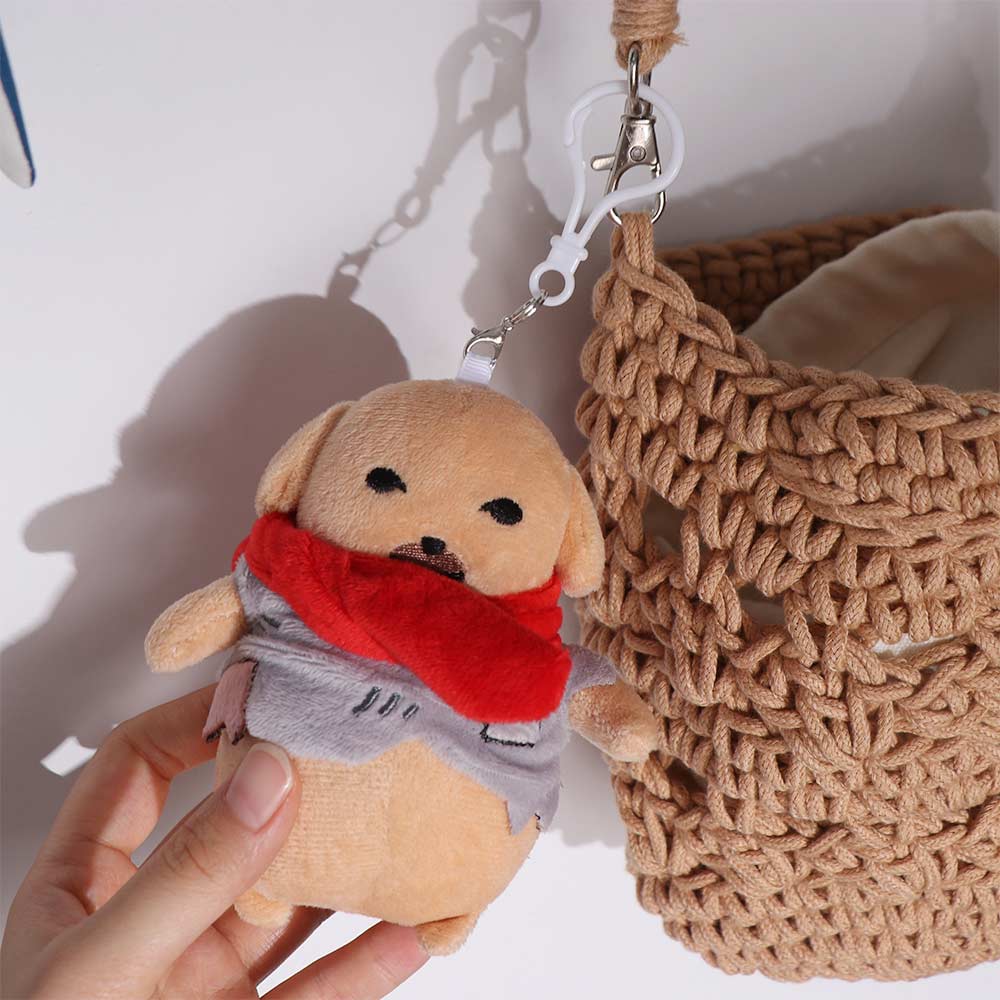 Funny Pendants Dipping Sauce Dog Stuffed Animal Puppy Plush Keychain Dog Plush Doll  Adult Children