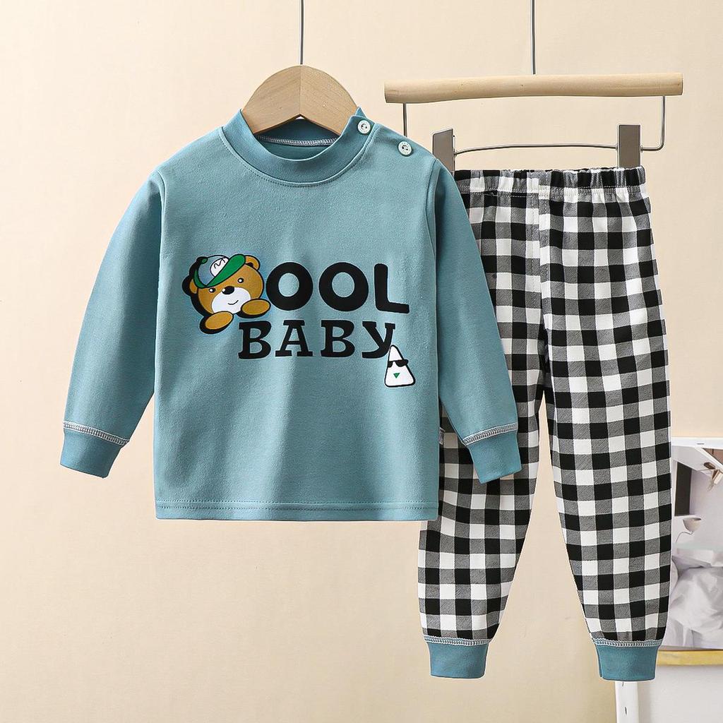 Kids' Pure Cotton Underwear & Homewear Set - Boys & Girls Autumn Cartoon Clothes & Trousers