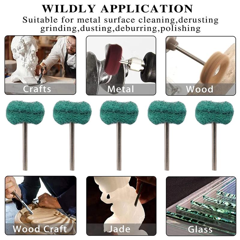100Pcs Abrasive Buffing Wheels, 1 Inch Buffing Polishing Wheel Set with 1/8 Inch Shank, 20Pcs Each of 80 150 240 400 600 Grit Sc