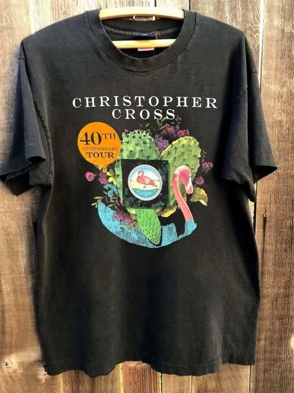 Christopher Cross 40th Anniversary Tour short sleeve black shirt Men Women Unisex T-Shirt XXXXL