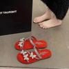 With skirt, beach slippers, rhinestone bow, summer new soft sole, flat sandals for women