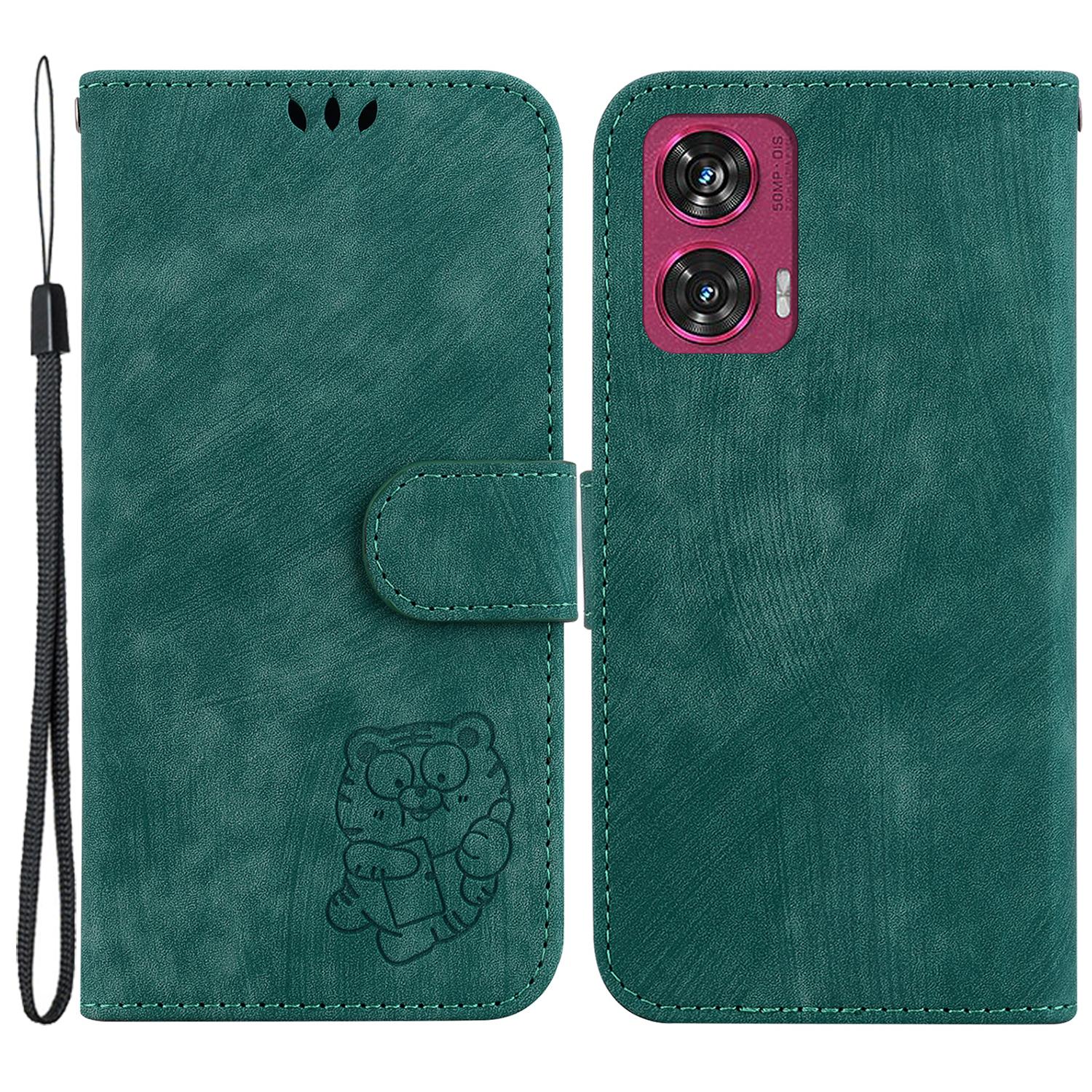 

For Motorola Edge 50 Fusion 5G Wallet Case Cute Tiger Imprint Leather Phone Cover C