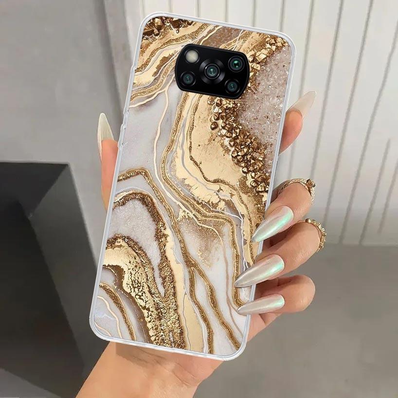 

Модный Золотой Розовый Геометрический Мраморный Чехол для Телефона для Xiaomi Poco X5 X6 X7 Pro F7 Ultra M7 Redmi 15 15C 13 13C 12 12C 10 10A 10C 9 9 Redmi 12C