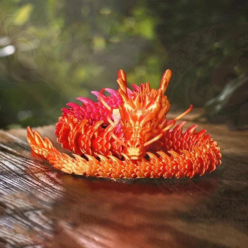 3Dprinting Resin Dragon Statue Moveable Body Joints Noctilucent Lucky Dragon Desktop Office Ornament Crafts Home Decoration Gift