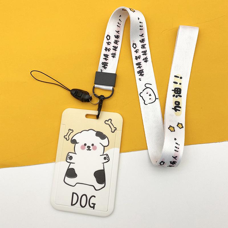 Estuche deslizante de dibujos animados Kawaii, etiqueta de identificación, funda para permiso de trabajo, funda con estampado de oso y conejo, soporte para tarjeta con nombre de permiso de trabajo
