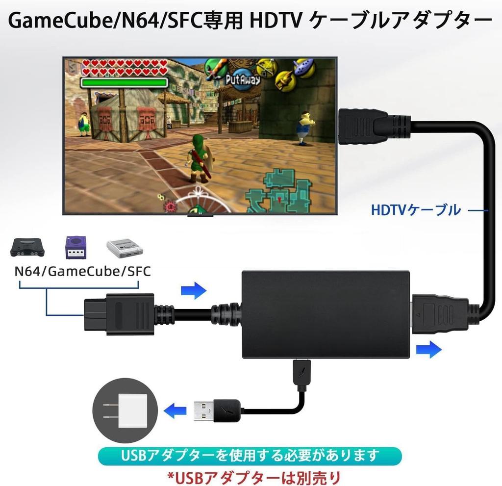 MEEKI HDTV to HDMI Converter Cable for Supports 1080P Image HDMI Adapter for Cable SFC/N64/GameCube, Output, SFC/N64/GameCube (USB-Micro Included)