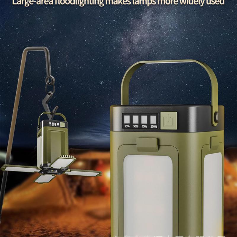 LED Digital Display Camping Light Foldable Hangable Indoor/Outdoor Emergency Light Solar-Powered/Rechargeable Household Light