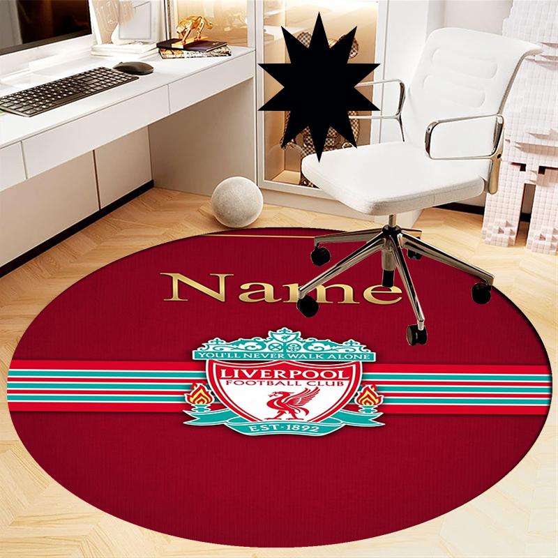 Custom Name Liverpool Football Club Printed Round Rug Carpet Chair Rug Area Rug Entryway Doormats,for Office Chair Living Room Bedroom Kitchen Room.