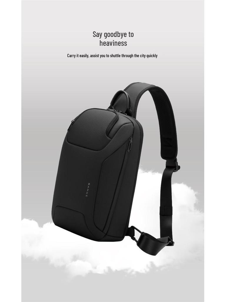 BANGE Men's Large Capacity Crossbody Chest Bag - Korean Style for Business and Motorcycling