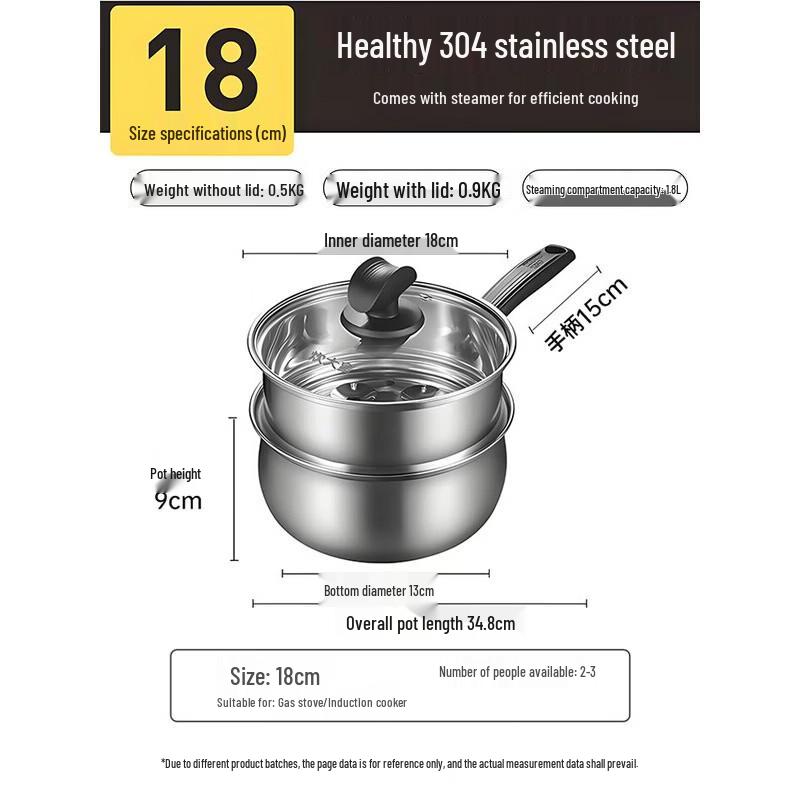 COOKER KING 304 SS Multi-Purpose Milk Pot with Steamer