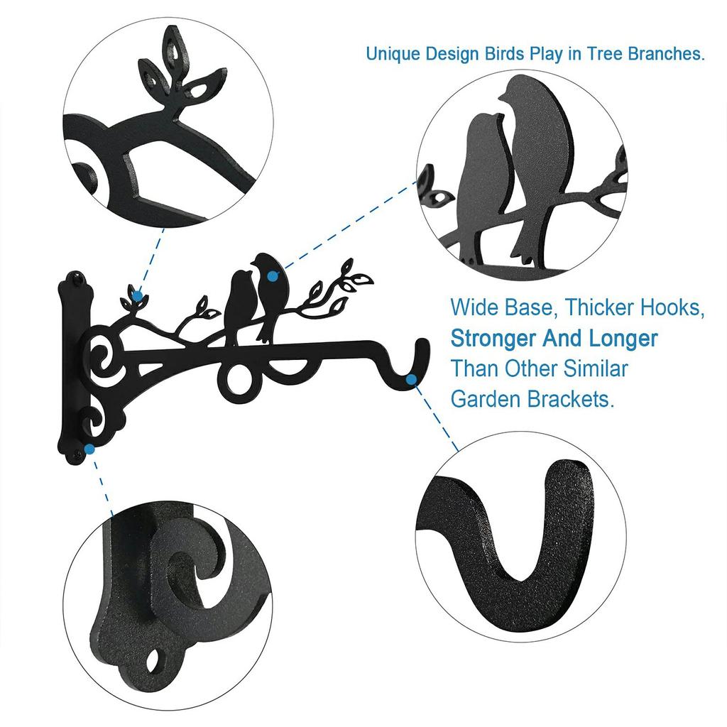 Iron Wall-Mounted Basket Hook Retro Hanging Planter Bracket Heavy Duty Hanger for Garden Patio