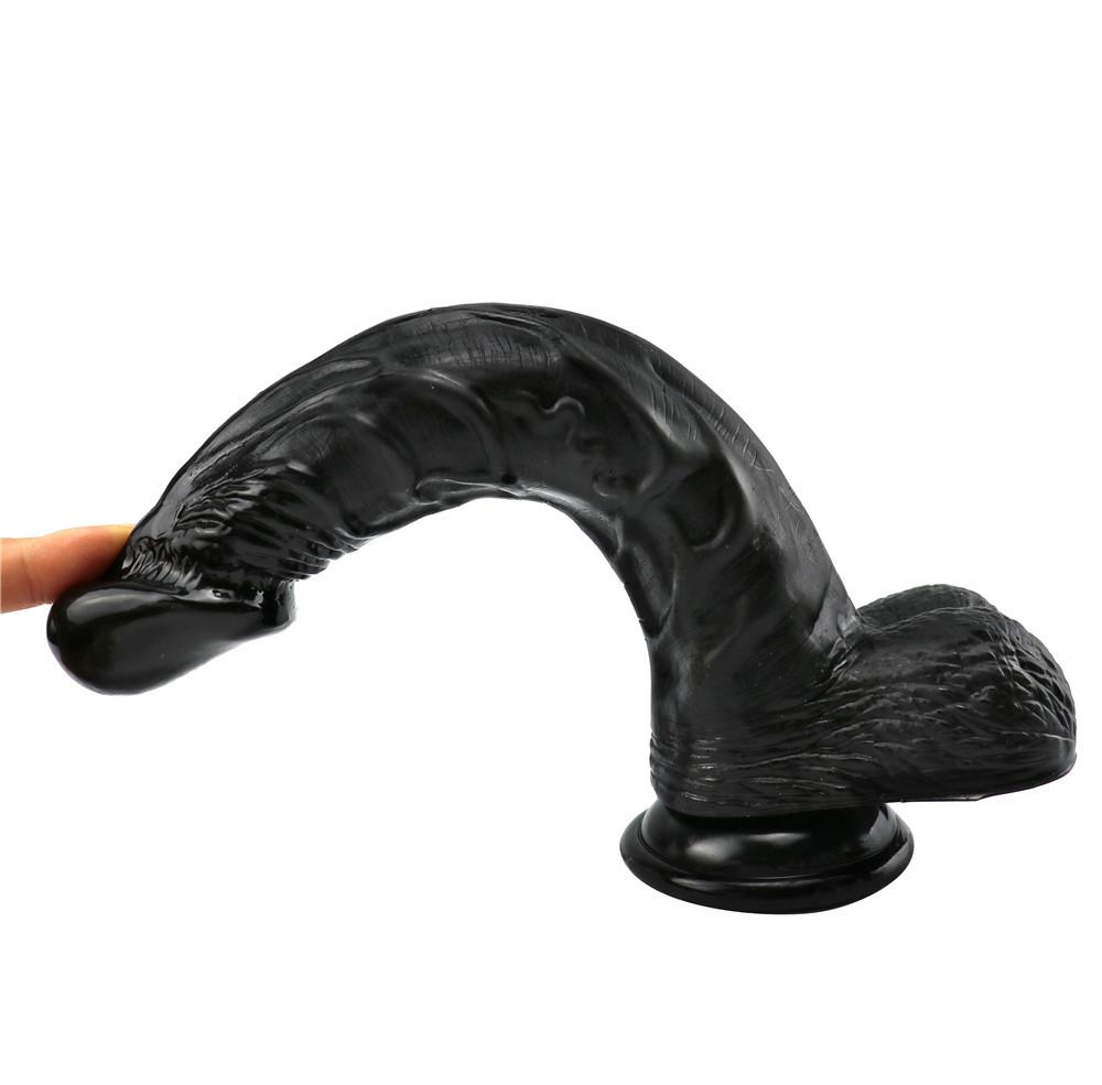Black Huge Realistic Dildo Skin Feeling Phallus Soft Big Vibrator Penis with Suction Cup Sex Toy for Woman Strapon Female