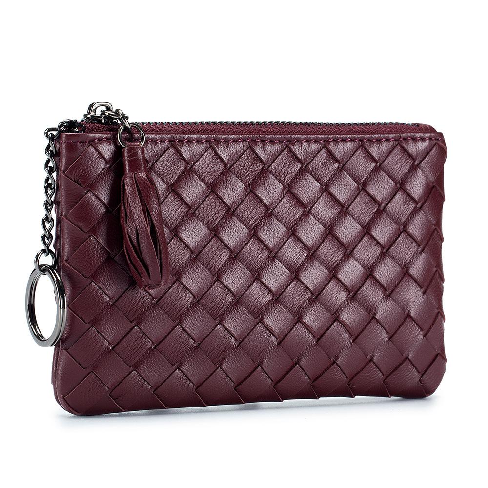New short change bag, women's sheepskin woven small and ultra-thin small wallet, men's money bag storage bag, high-end sense
