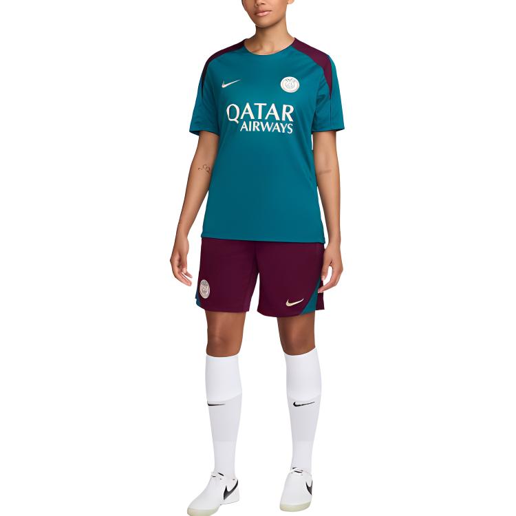 Nike PSG 2024/25 Dri-FIT Strike Geode Teal Bordeaux Men's Short Sleeve Soccer Training Jersey FN9821-382