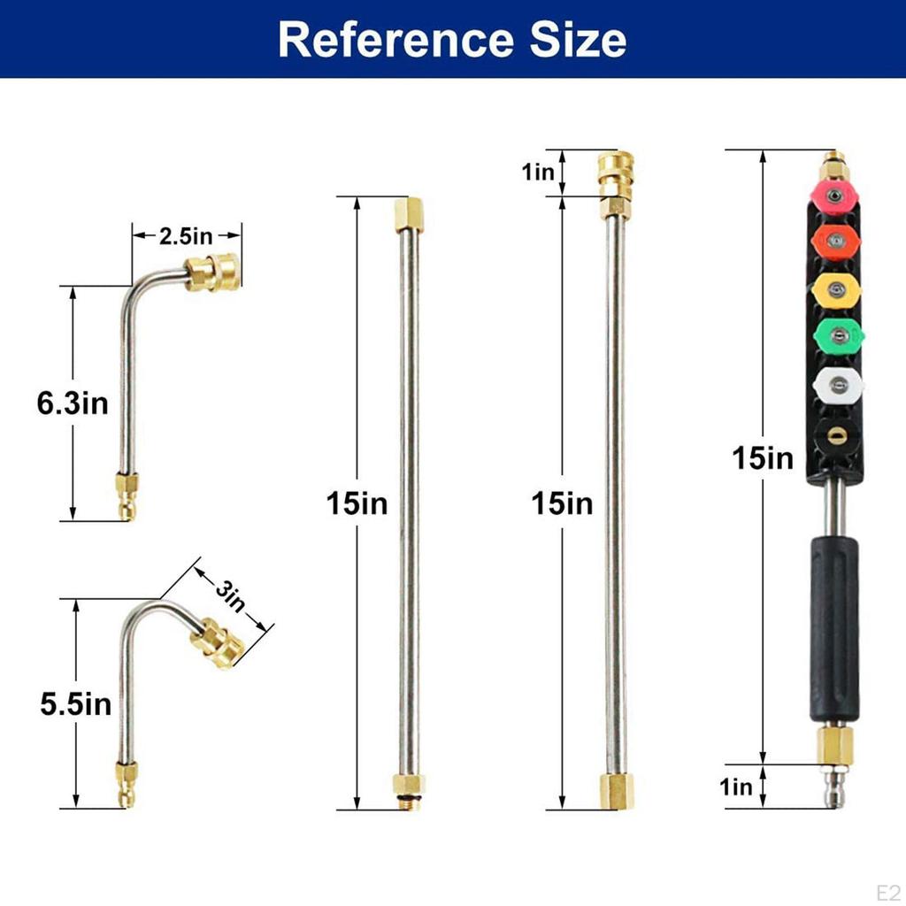 9pcs Pressure Washer Extension - 10ft Replacement Lance with 6 Spray Nozzle Tips 1/4'' Connect