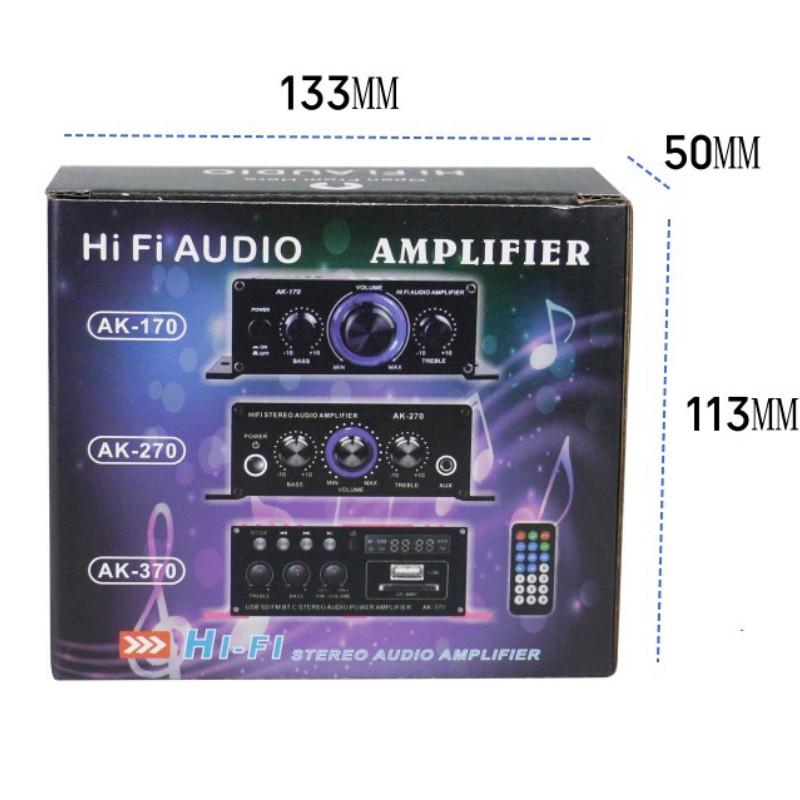 AK-170 Car HIFI Audio Amplifier 12V Small Portable Stereo Amplifier Home Theater Sound System 125X75X40MM