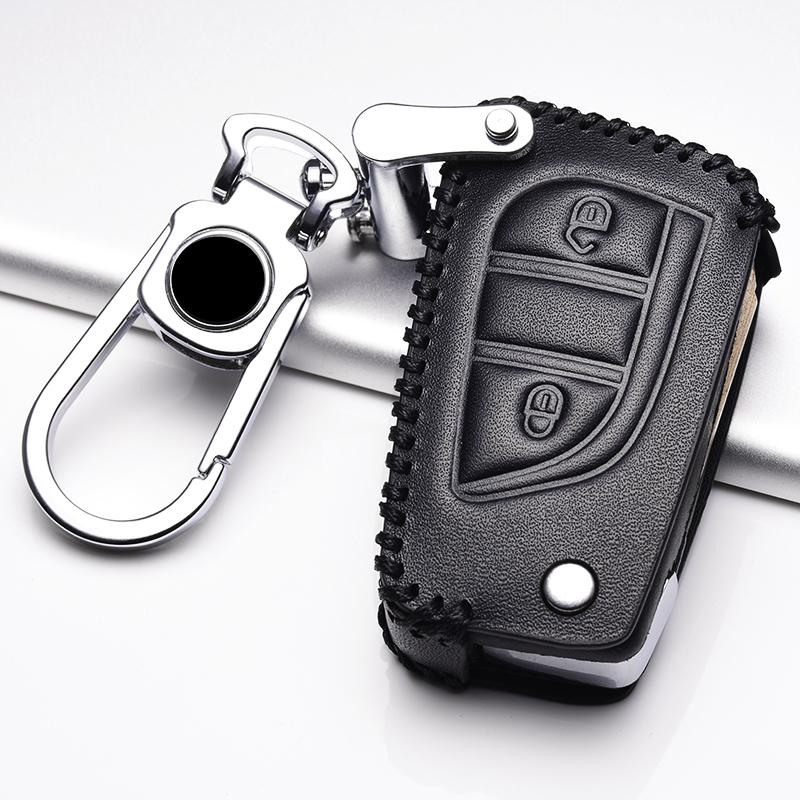 Leather Car key cover case shell set protector fob for Toyota aygo Yaris Highlander Camry RAV4 2 3 button key holder