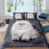 Set Copripiumino Gatto Carino Misura Queen per Ragazze Kawaii Gattino Set Biancheria da Letto Farfalle Blu Copripiumino Adorabile Animale Coperta Trapuntata