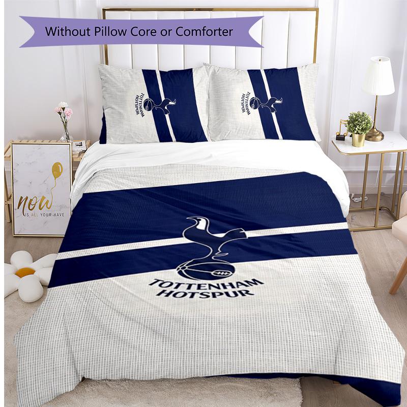 Set Lenzuola 3 Pezzi Stampato Tottenham Hotspur Morbido Delicato sulla Pelle Lavabile Copripiumino e Federe Set Tutte le Stagioni Camera da Letto
